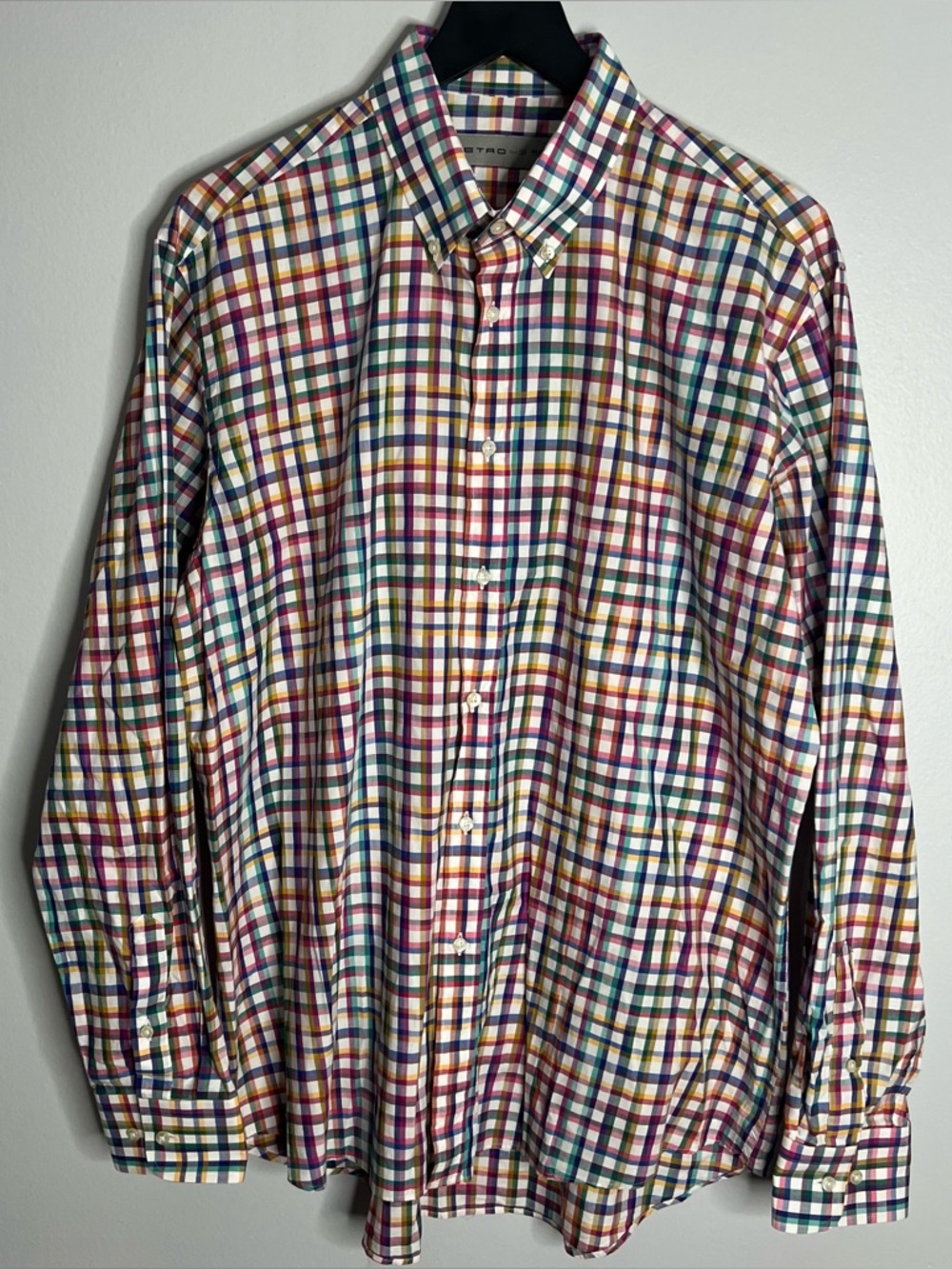 Etro Milano Long Sleeve Button Down Shirt Mens Size 43 Multicolor